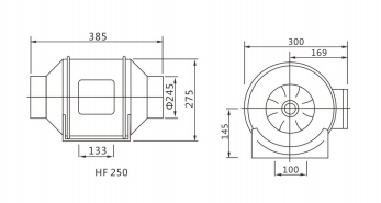 HF-250 installation drawing and dimensions