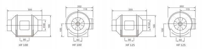 Diagonal Booster Duct Fan(HF-75/100/125) 2 hf 75100125