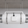 hf200-inline-duct-installation-illustrative Illustrative ceiling-hung HF-200 inline duct installation with round duct connections