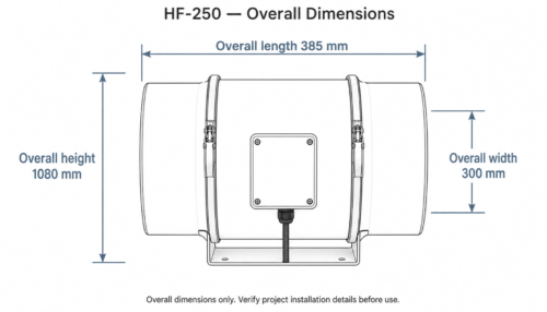 hf250-overall-dimensions-385x300x1080mm HF-250 overall dimensions drawing