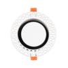 hidden-round-duct-vent-front-white-background Hidden round duct vent white-background front view with central mesh opening and orange retaining clips