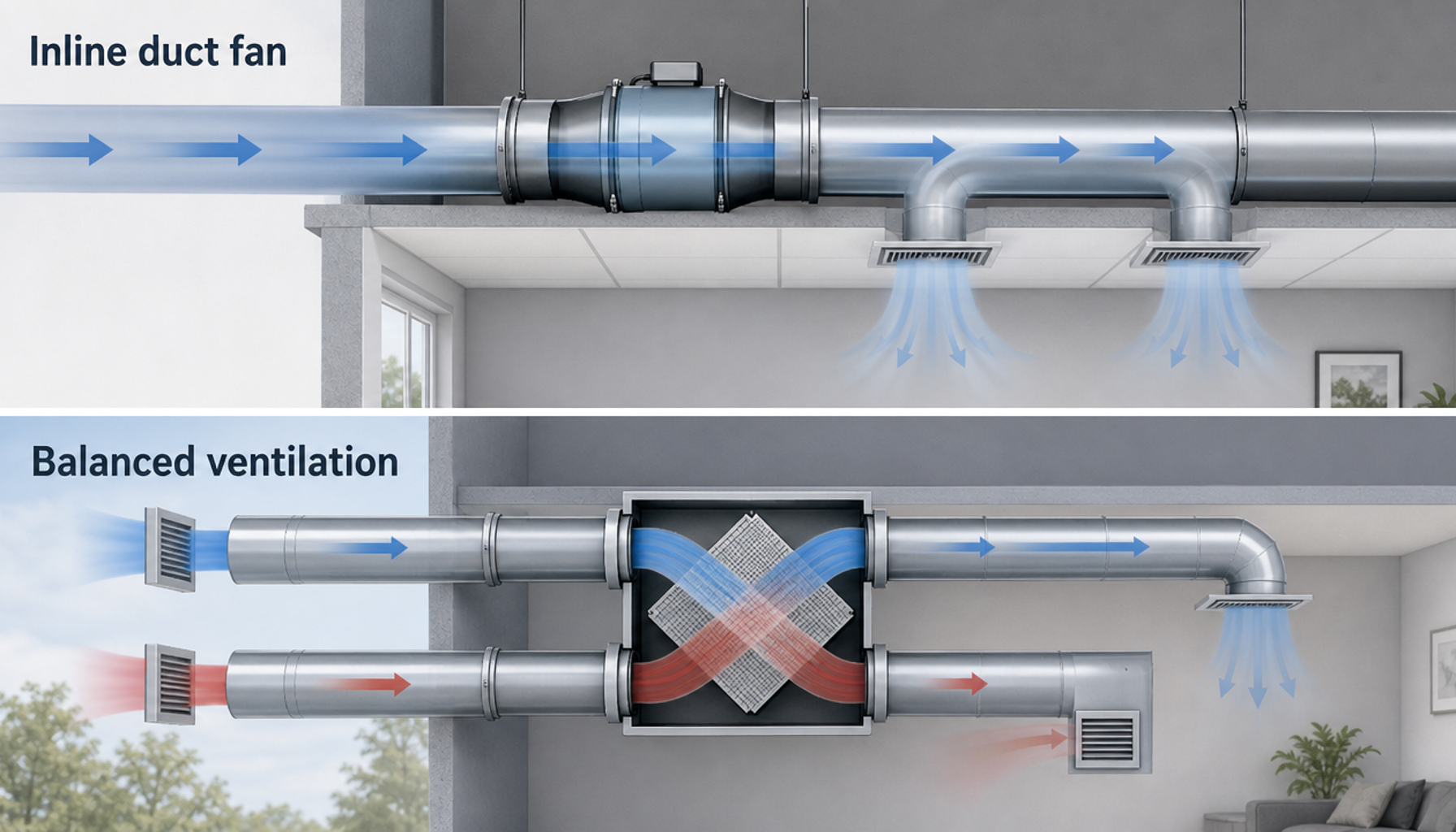 Inline duct fan and heat recovery ventilator comparison reference