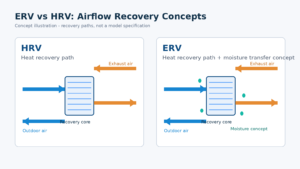 ERV vs HRV airflow comparison diagram